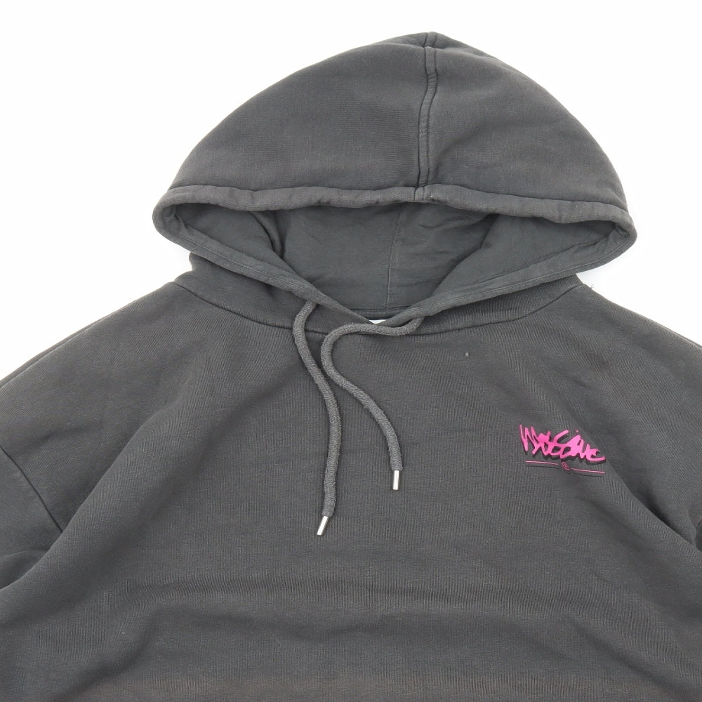 Wassivo Mens Grey Cotton Pullover Hoodie Size S