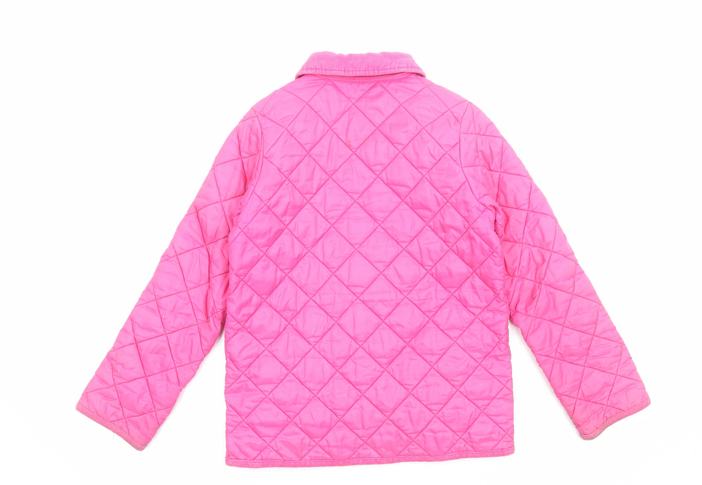 United Colors of Benetton Girls Pink Quilted Jacket Size L Snap
