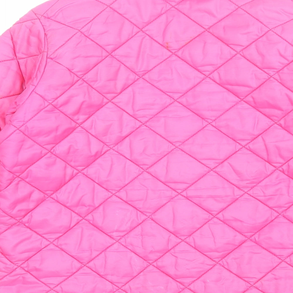 United Colors of Benetton Girls Pink Quilted Jacket Size L Snap