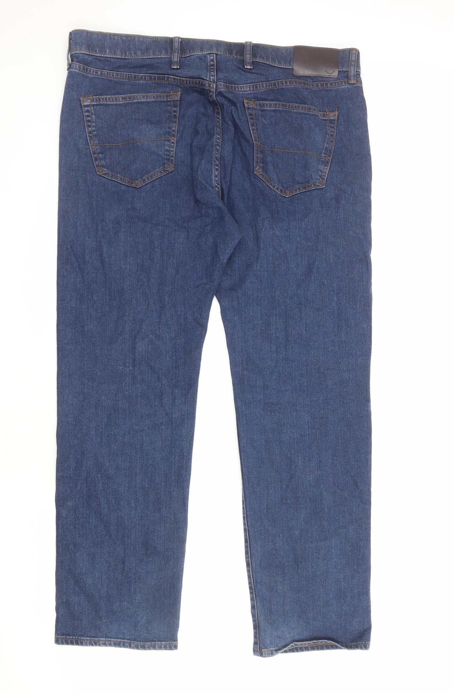 Marks and Spencer Mens Blue Cotton Straight Jeans Size XL L31 in Regular Zip
