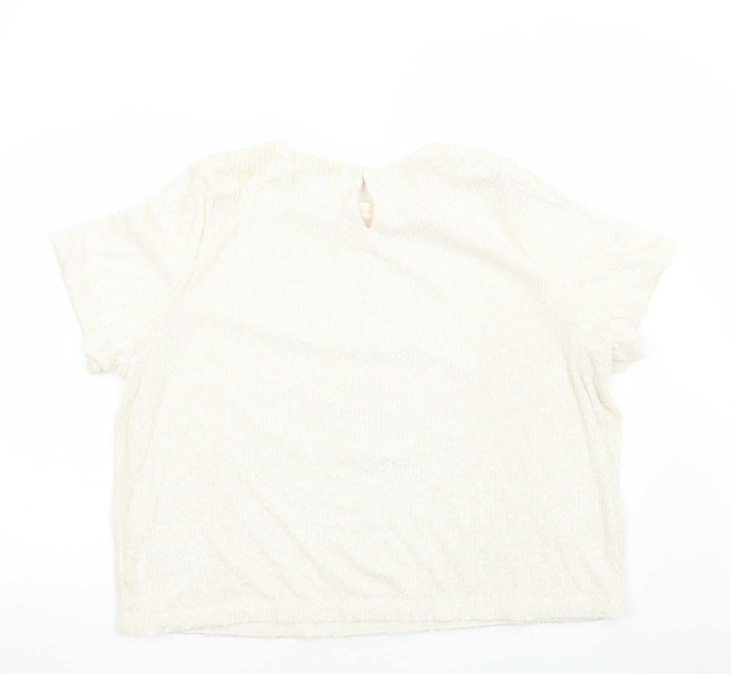 Marks and Spencer Womens White Polyester Basic T-Shirt Size 22 Round Neck