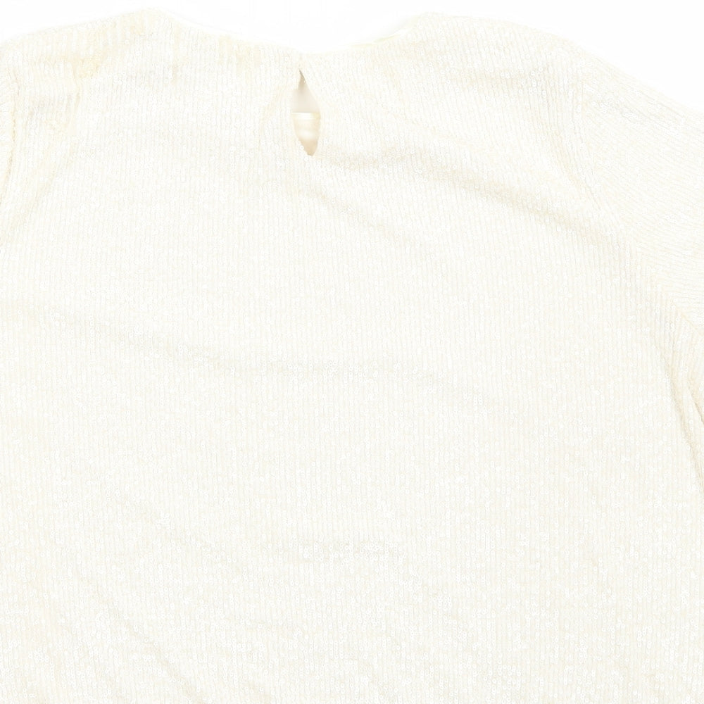 Marks and Spencer Womens White Polyester Basic T-Shirt Size 22 Round Neck
