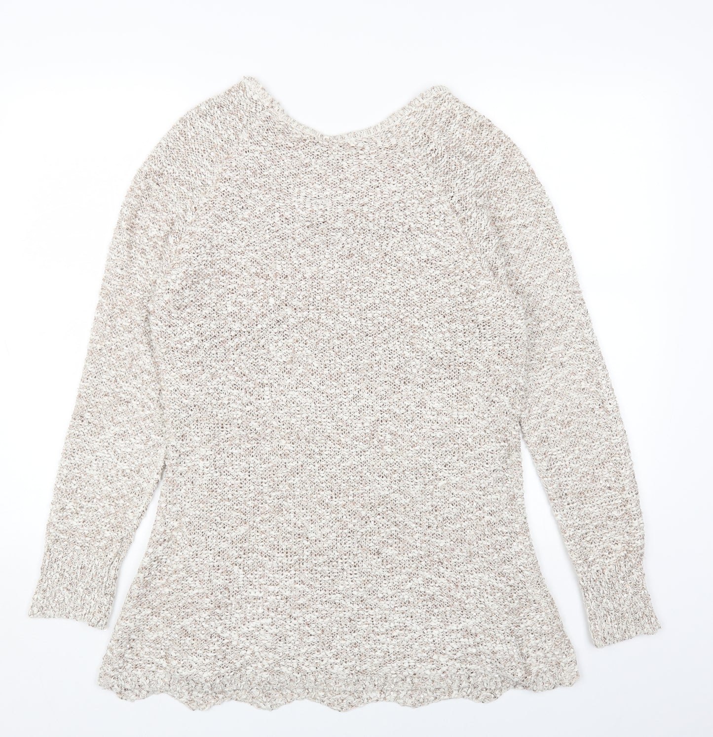 Preworn Womens Beige Round Neck Acrylic Pullover Jumper Size 14
