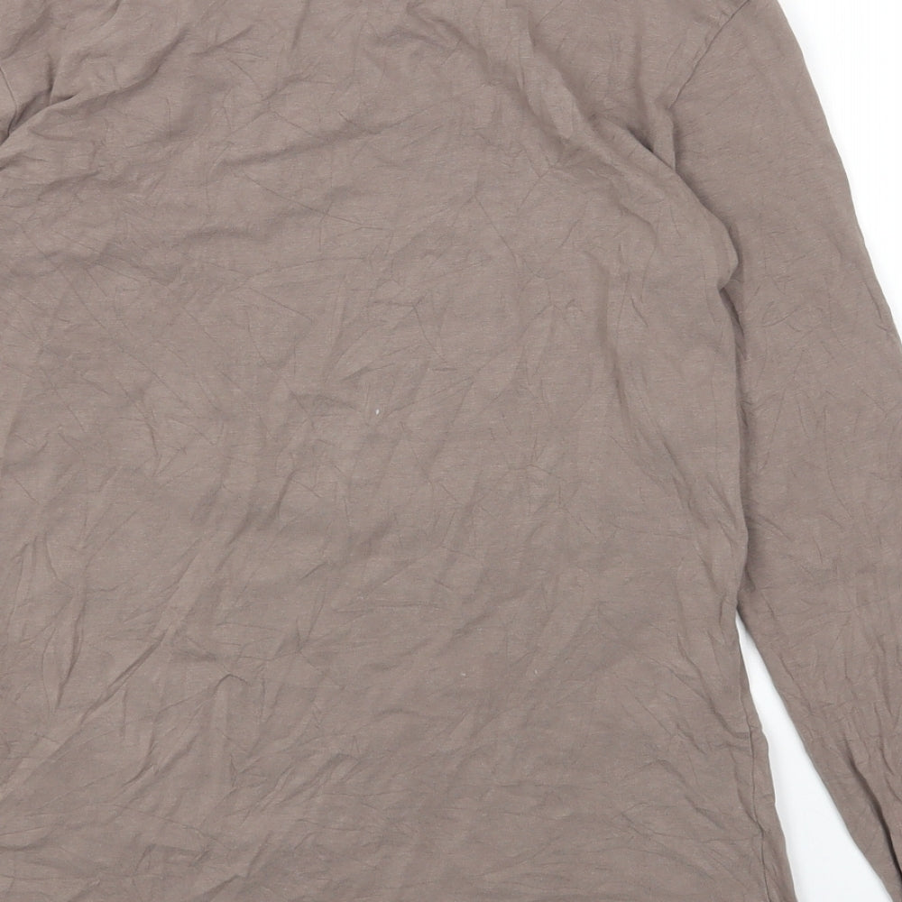 H&M Womens Brown Cotton Basic T-Shirt Size L Round Neck