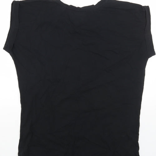 Simply Be Womens Black Cotton Basic T-Shirt Size 12 Round Neck