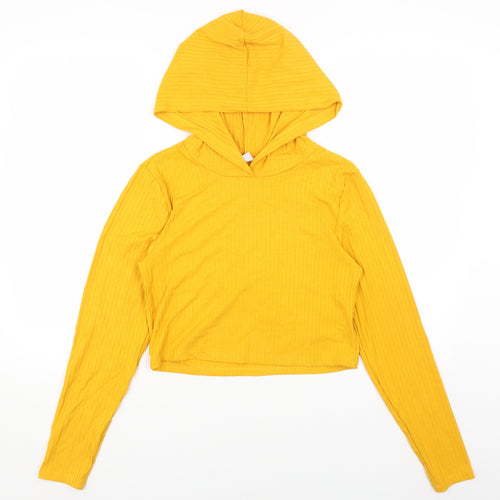 Noisy may Womens Yellow Cotton Pullover Hoodie Size L Pullover