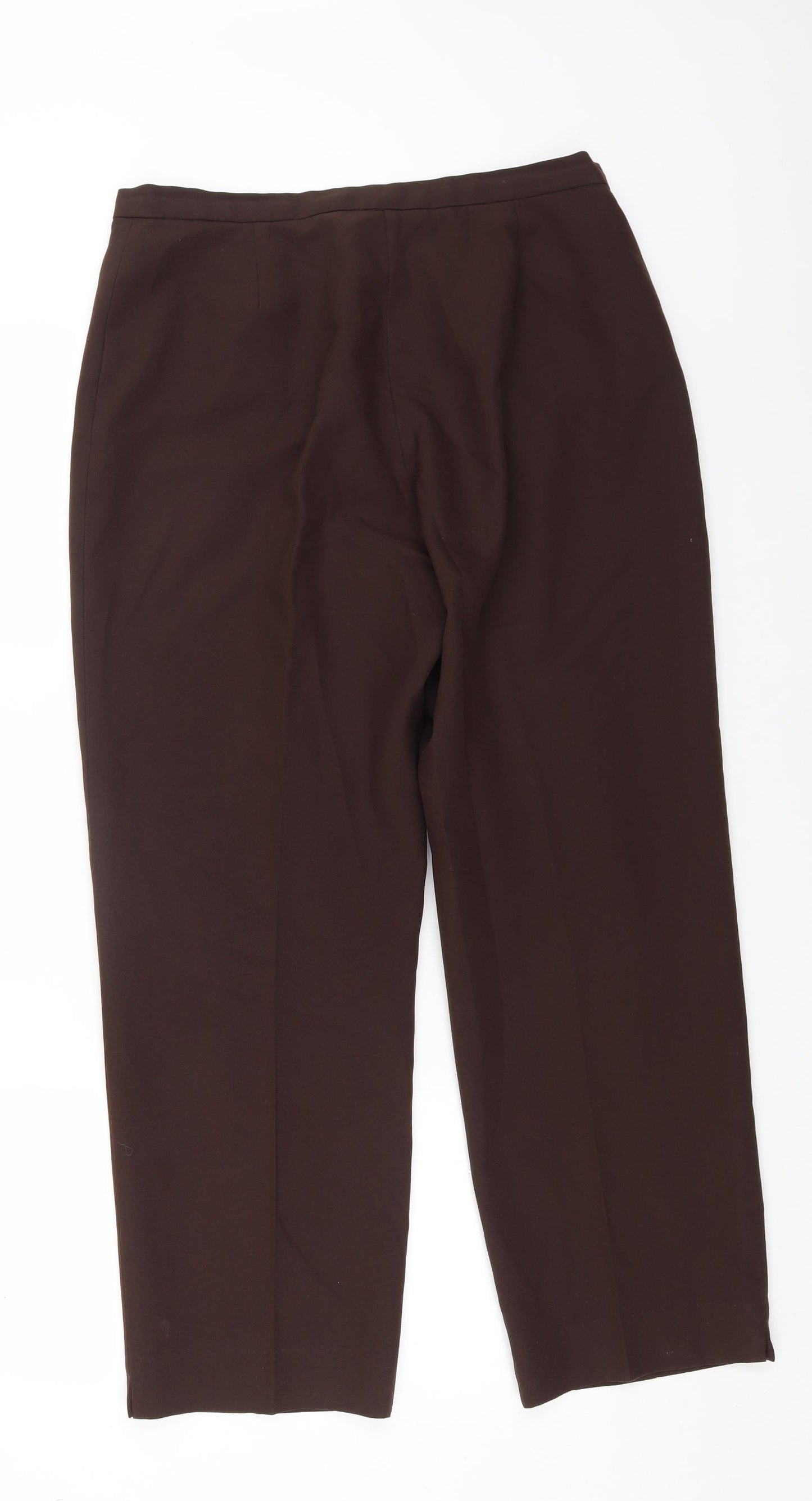 Sarah Hamilton Womens Brown Polyester Trousers Size 14 L27 in Regular Zip