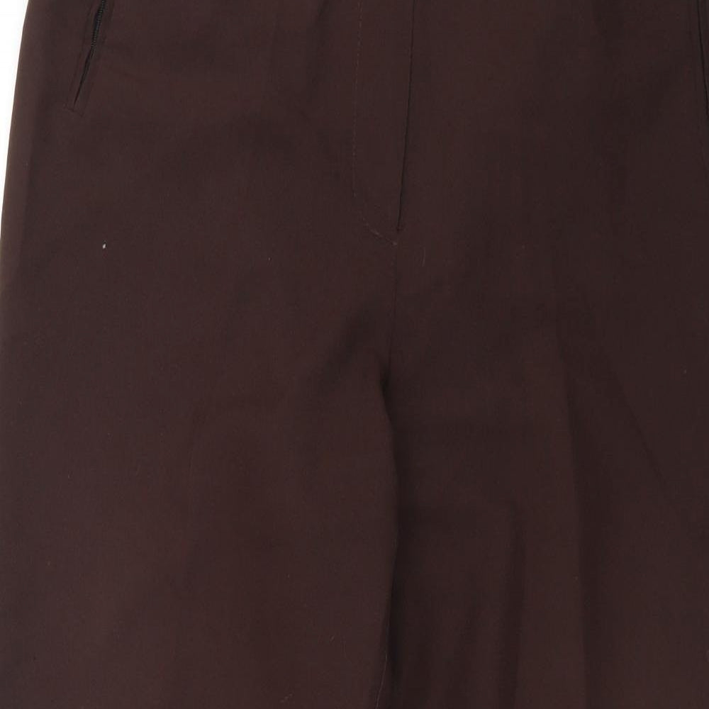 Sarah Hamilton Womens Brown Polyester Trousers Size 14 L27 in Regular Zip