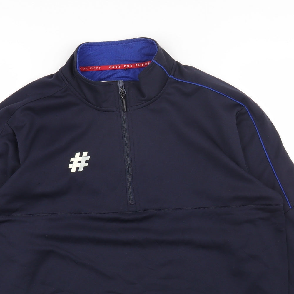 FFIVE Mens Blue Polyester Pullover Sweatshirt Size M