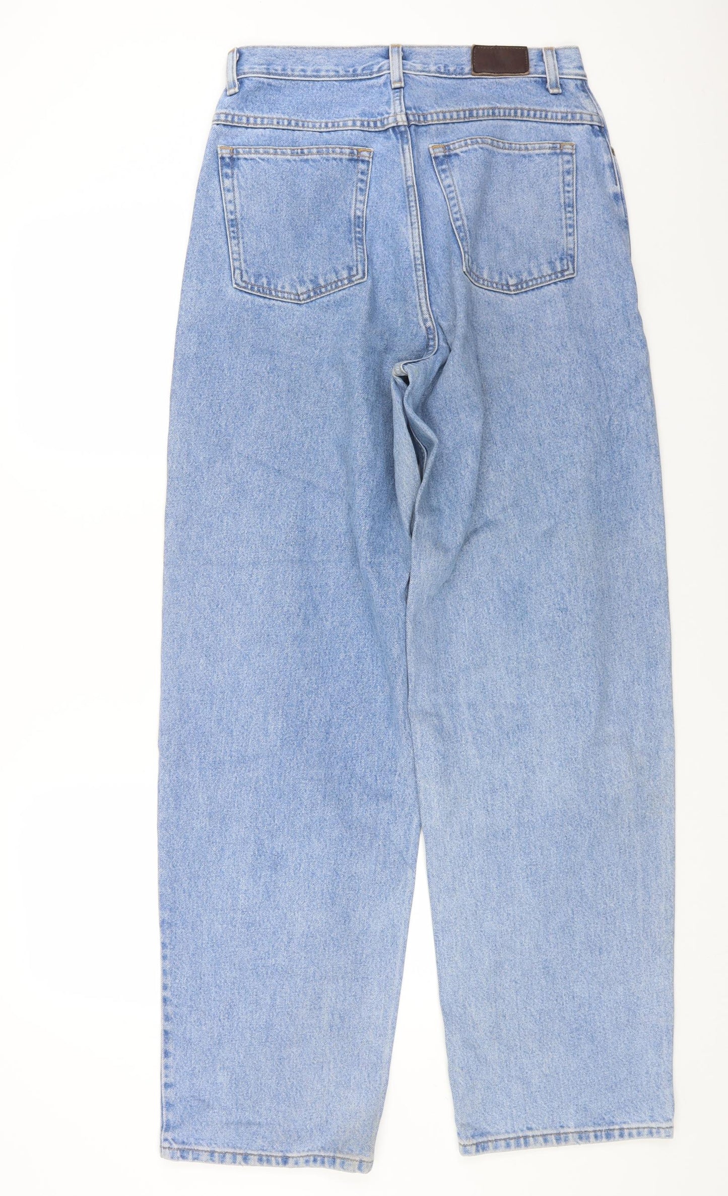 L.L. Bean Womens Blue Cotton Straight Jeans Size 12 L33 in Regular Button