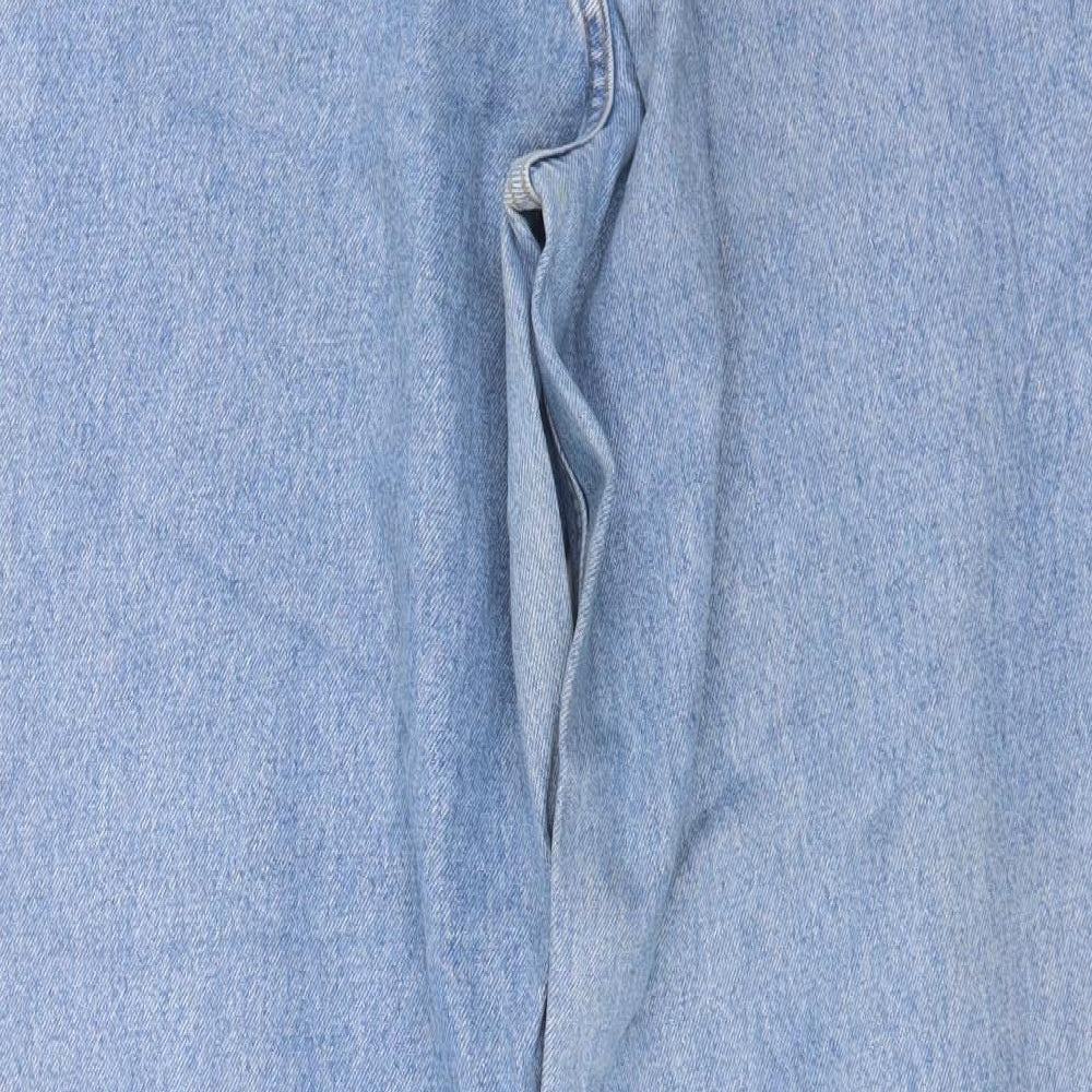 L.L. Bean Womens Blue Cotton Straight Jeans Size 12 L33 in Regular Button