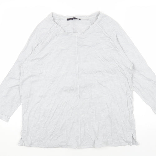 Marks and Spencer Womens Grey Cotton Basic Blouse Size 14 Scoop Neck
