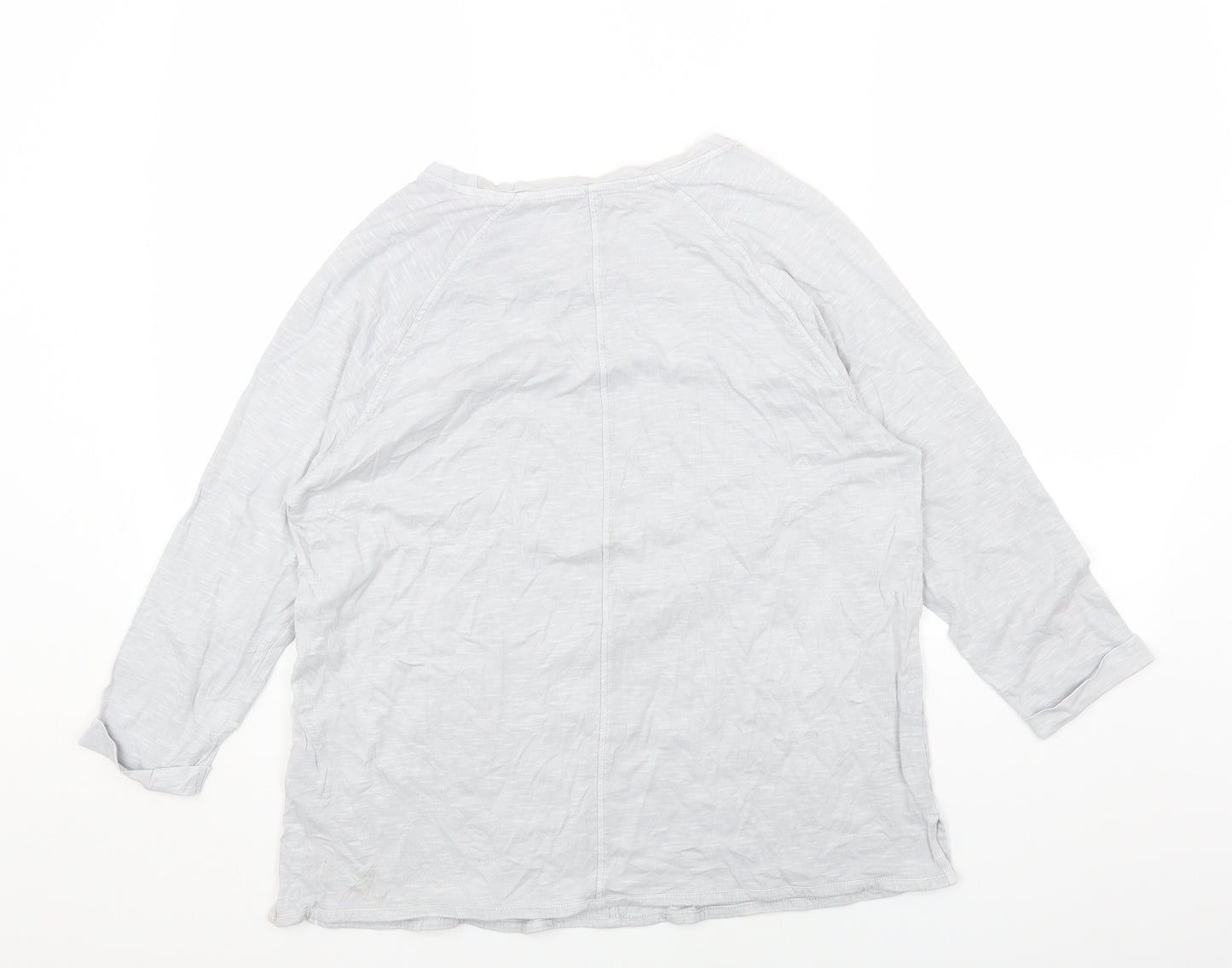 Marks and Spencer Womens Grey Cotton Basic Blouse Size 14 Scoop Neck