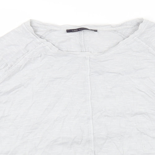 Marks and Spencer Womens Grey Cotton Basic Blouse Size 14 Scoop Neck