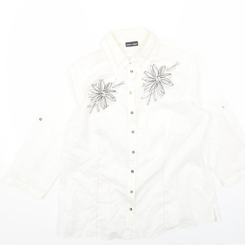 Gerry Weber Womens White Cotton Basic Button-Up Size 18 Collared