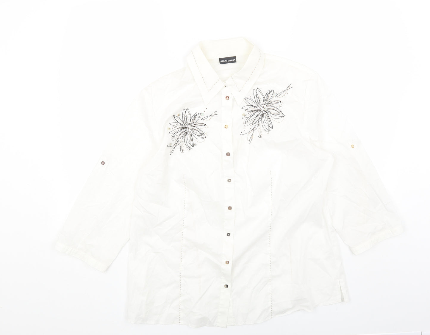Gerry Weber Womens White Cotton Basic Button-Up Size 18 Collared