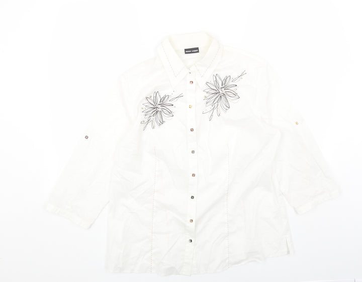 Gerry Weber Womens White Cotton Basic Button-Up Size 18 Collared
