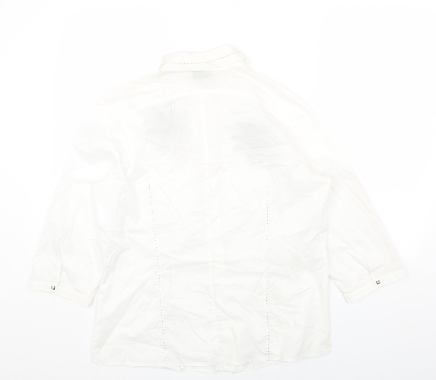 Gerry Weber Womens White Cotton Basic Button-Up Size 18 Collared