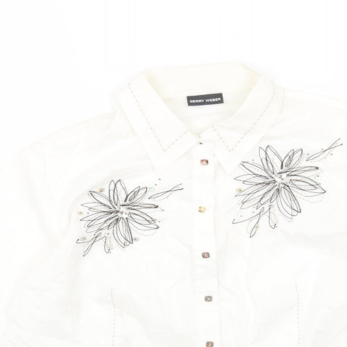 Gerry Weber Womens White Cotton Basic Button-Up Size 18 Collared