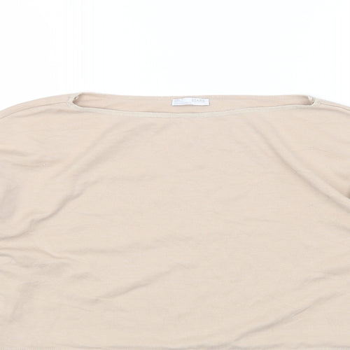 Zara Womens Beige Cotton Basic Blouse Size S Boat Neck