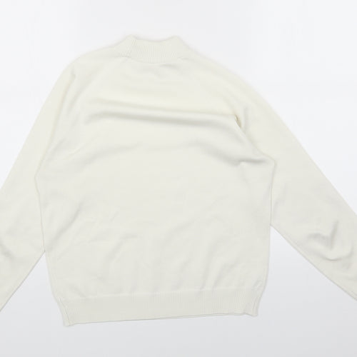 Preworn Womens White High Neck Cotton Pullover Jumper Size 12
