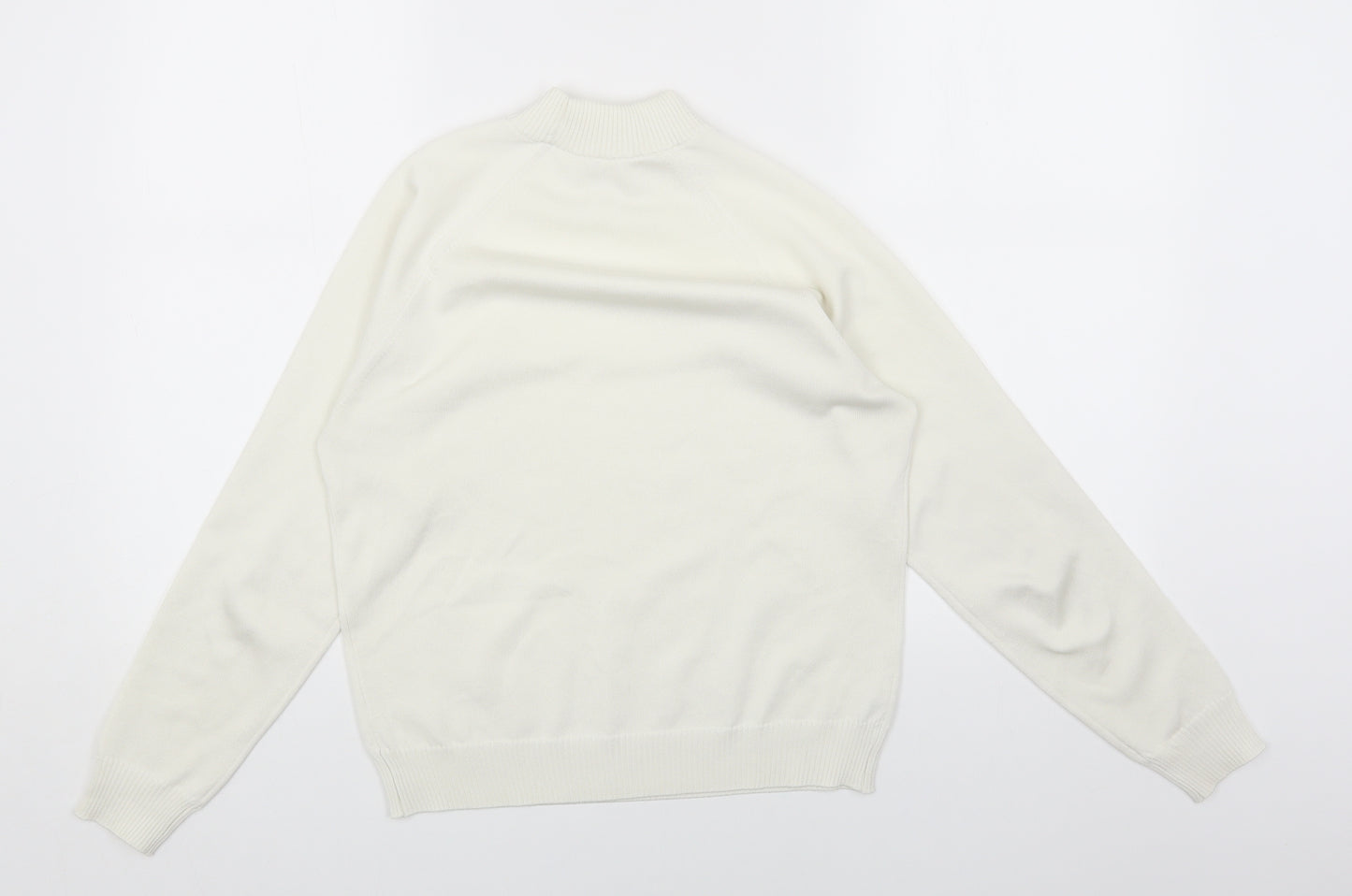 Preworn Womens White High Neck Cotton Pullover Jumper Size 12