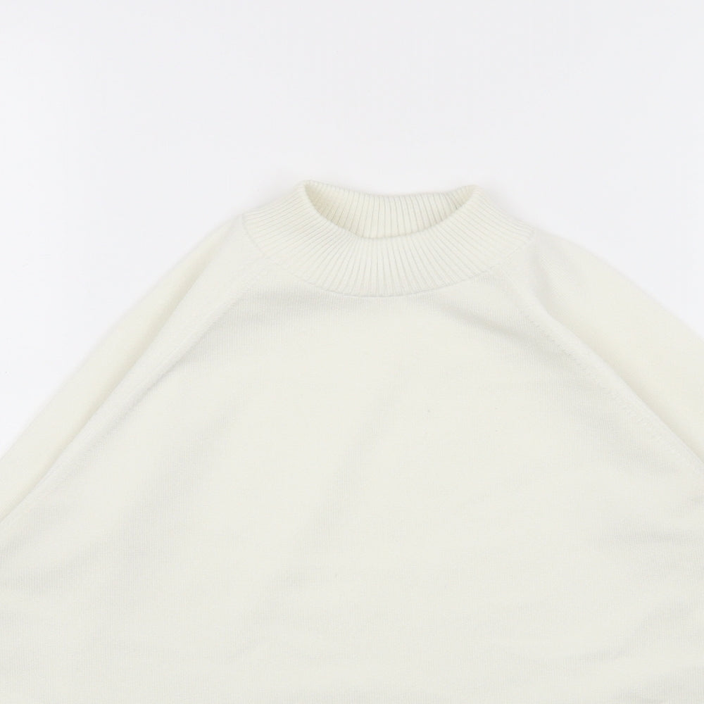 Preworn Womens White High Neck Cotton Pullover Jumper Size 12