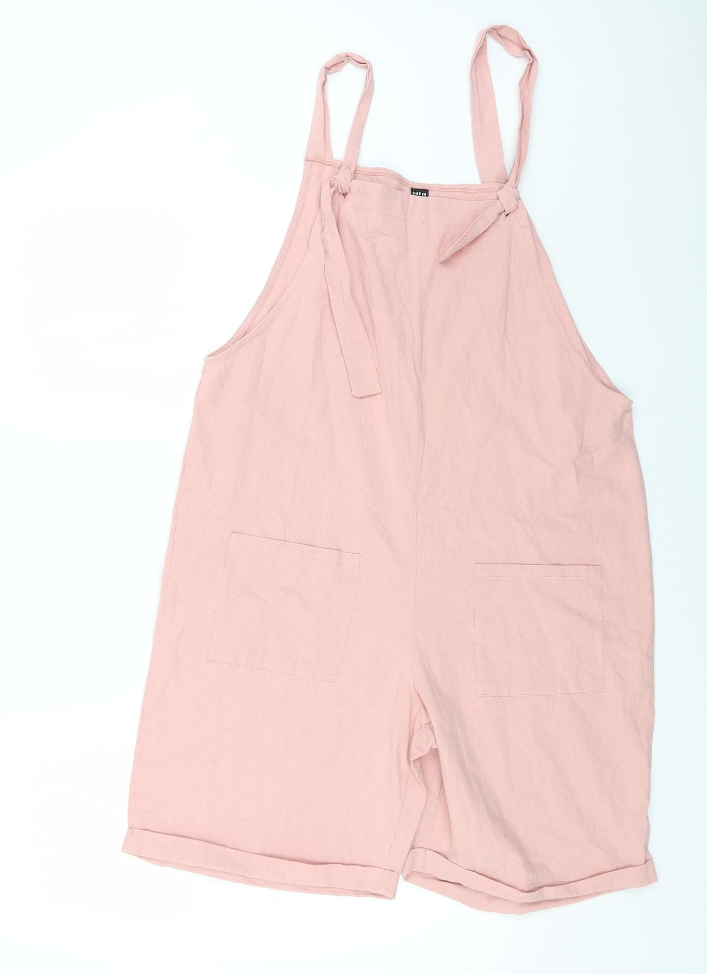 SheIn Womens Pink Cotton Playsuit One-Piece Size L Tie