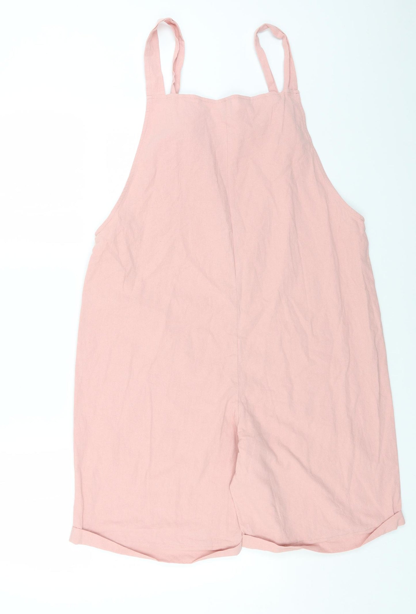SheIn Womens Pink Cotton Playsuit One-Piece Size L Tie