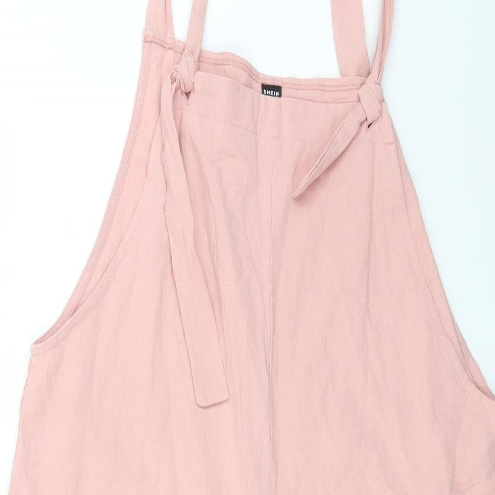 SheIn Womens Pink Cotton Playsuit One-Piece Size L Tie