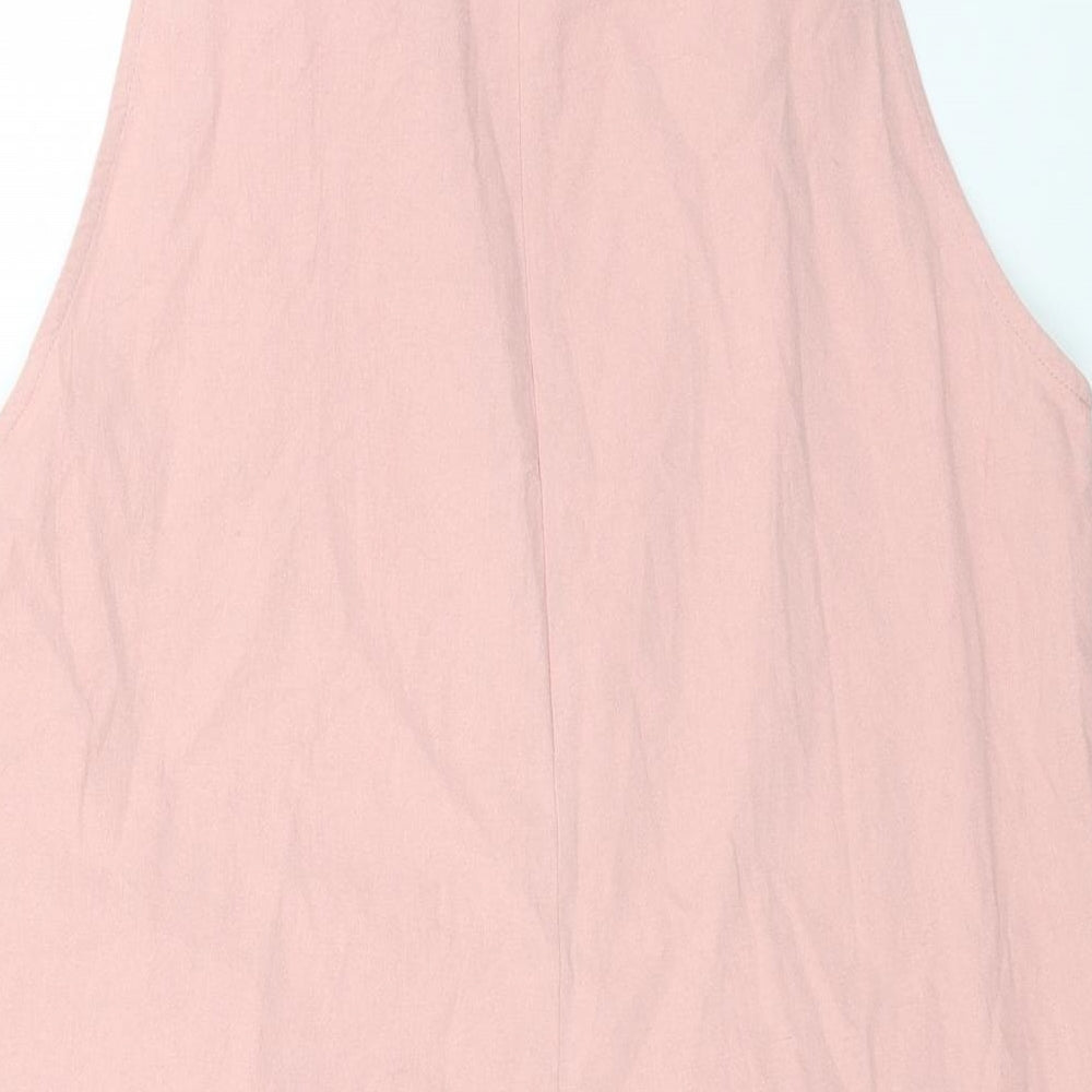 SheIn Womens Pink Cotton Playsuit One-Piece Size L Tie