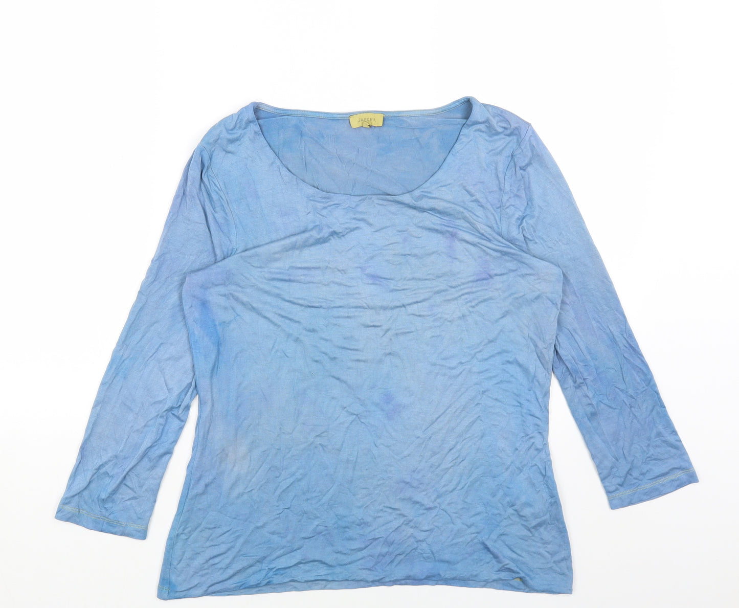 Jaeger Womens Blue Cotton Basic T-Shirt Size M Round Neck