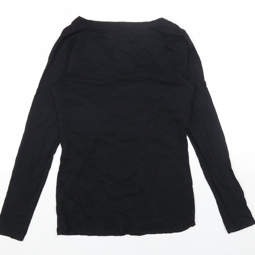 Primark Womens Black Cotton Basic T-Shirt Size S V-Neck