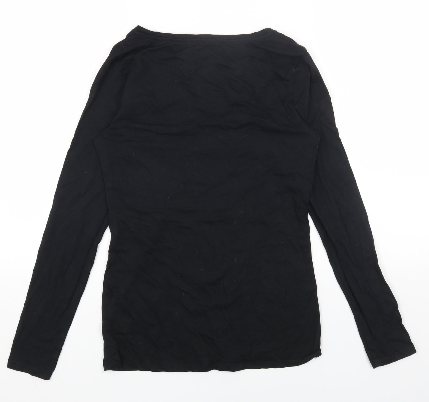 Primark Womens Black Cotton Basic T-Shirt Size S V-Neck