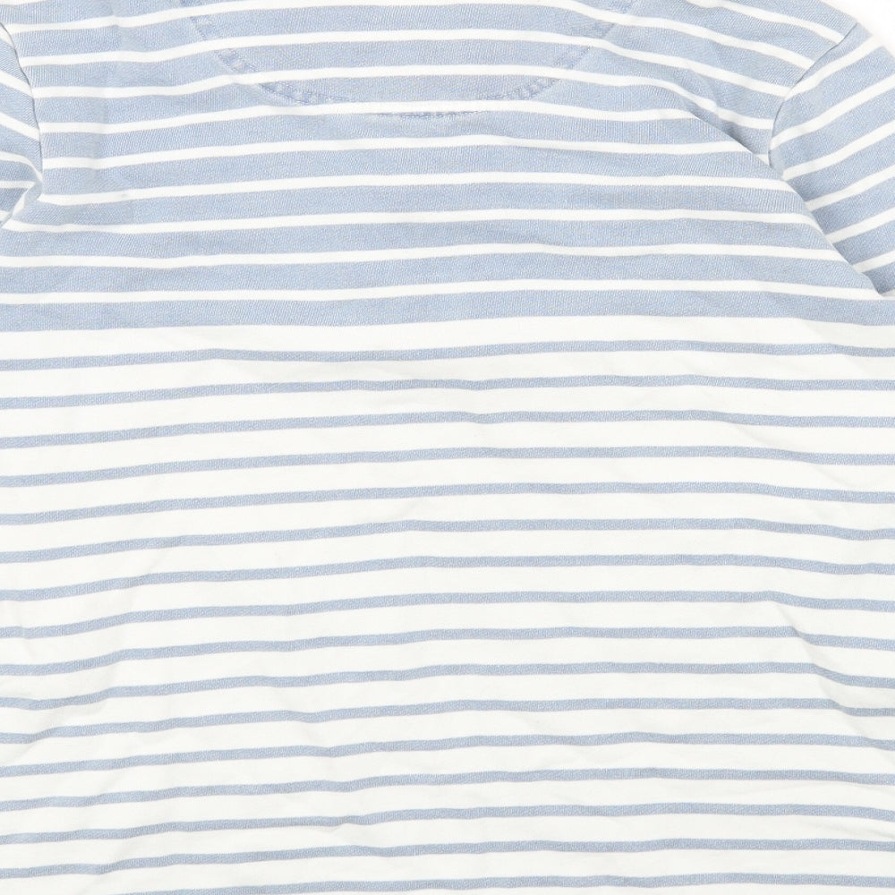 Joules Womens Blue Striped Cotton Pullover Sweatshirt Size 14 Button