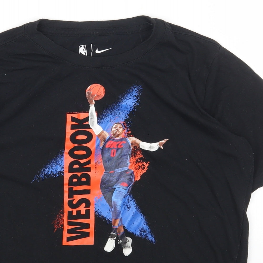 Nike Mens Black Cotton T-Shirt Size M Round Neck