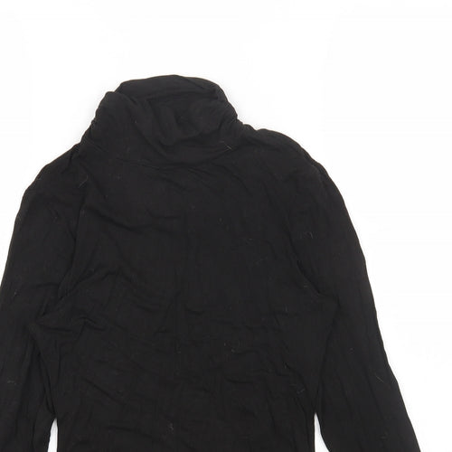 New Look Womens Black Cotton Basic T-Shirt Size 10 Roll Neck