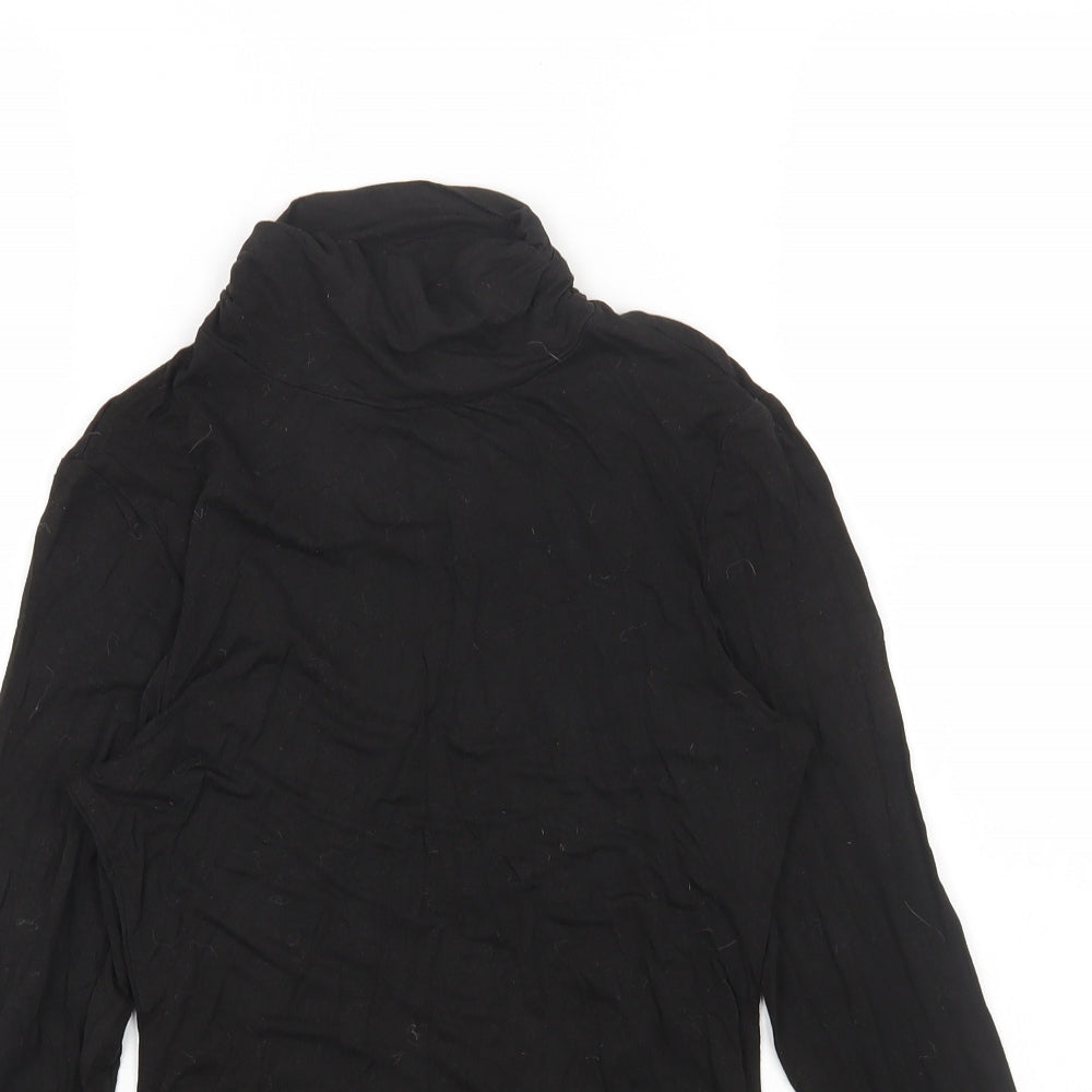 New Look Womens Black Cotton Basic T-Shirt Size 10 Roll Neck