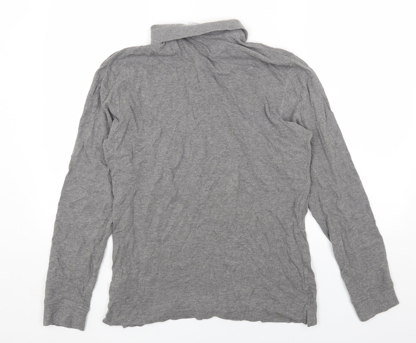 Zara Womens Grey Cotton Basic Polo Size L V-Neck