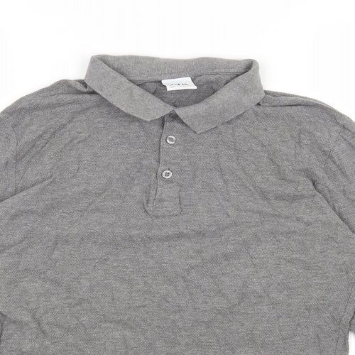 Zara Womens Grey Cotton Basic Polo Size L V-Neck
