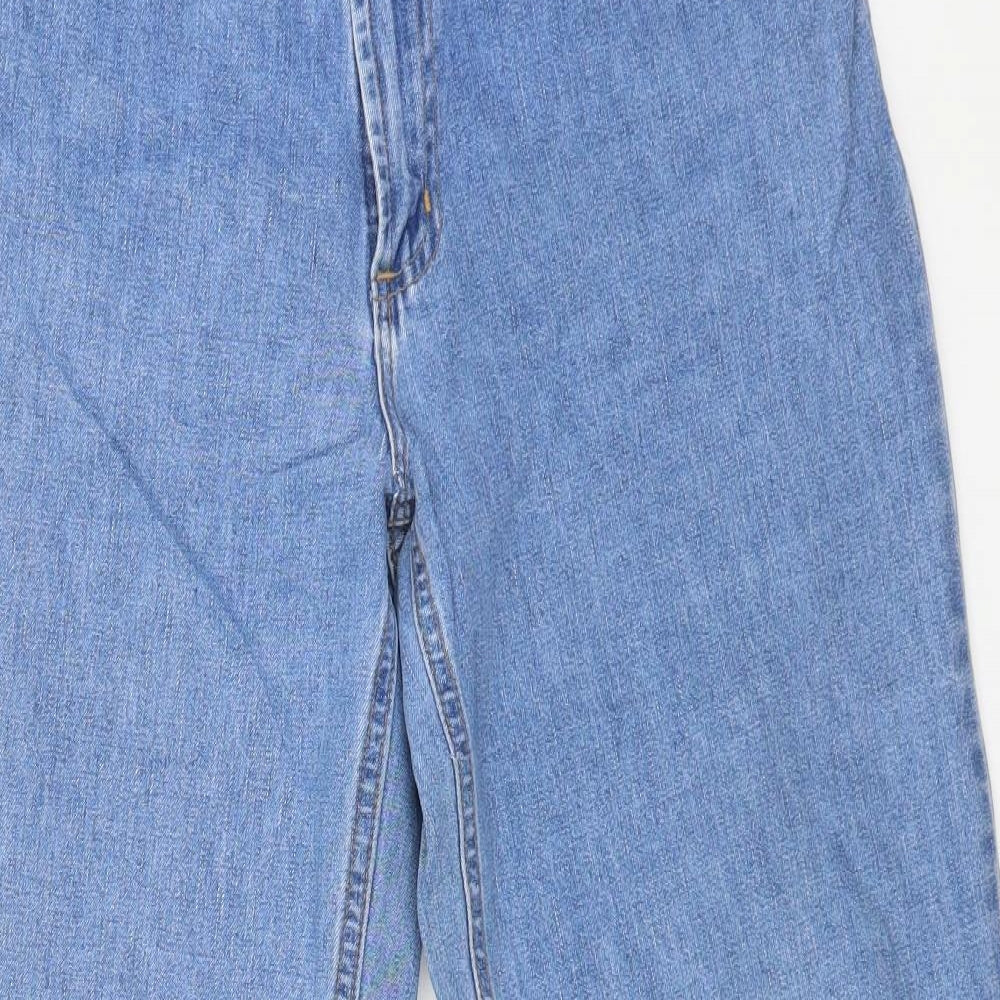 L.L. Bean Womens Blue Cotton Straight Jeans Size 12 L30 in Regular Button