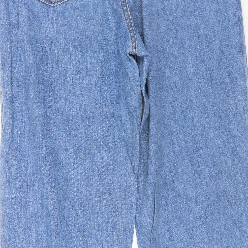 L.L. Bean Womens Blue Cotton Straight Jeans Size 12 L30 in Regular Button