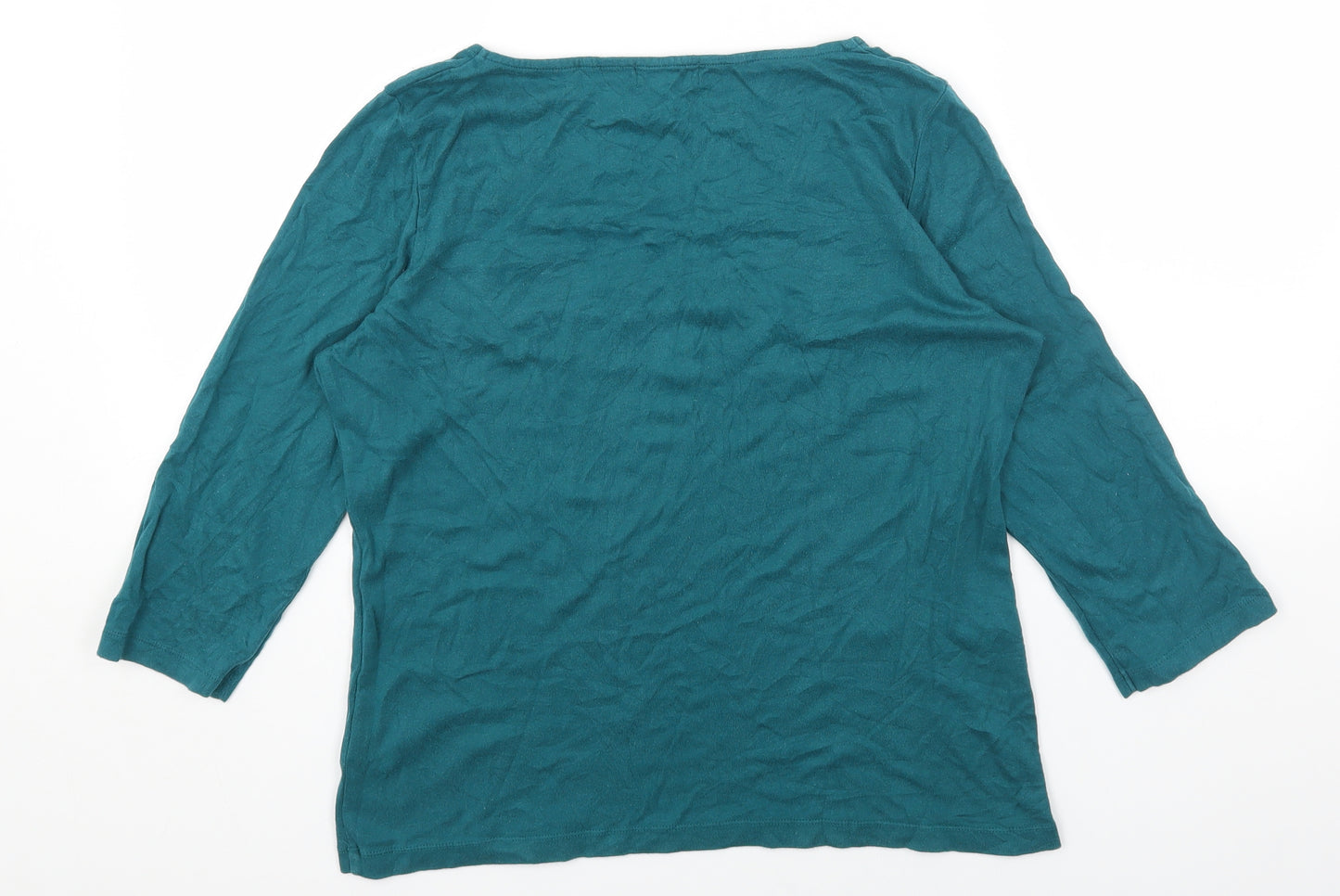 Per Una Womens Blue Cotton Basic T-Shirt Size 16 Scoop Neck