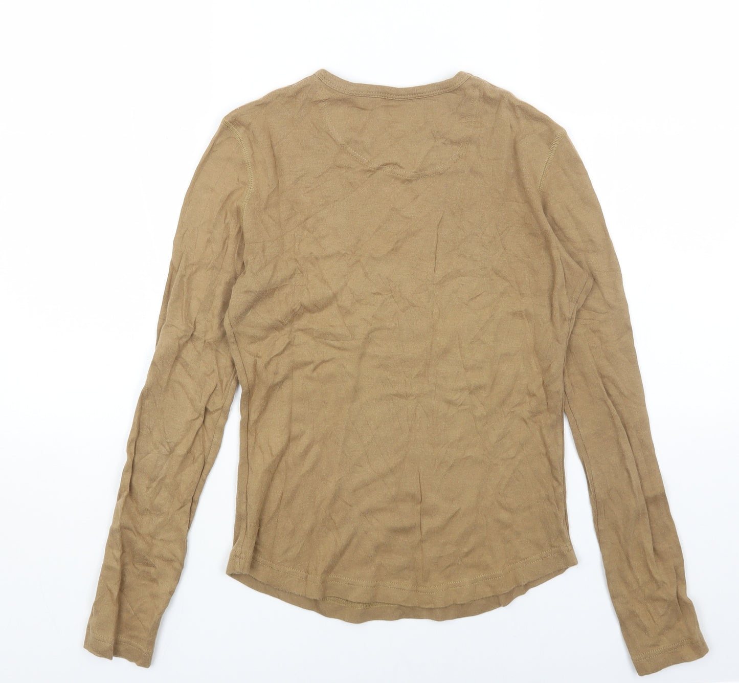 Ted Baker Womens Beige Cotton Basic T-Shirt Size S V-Neck