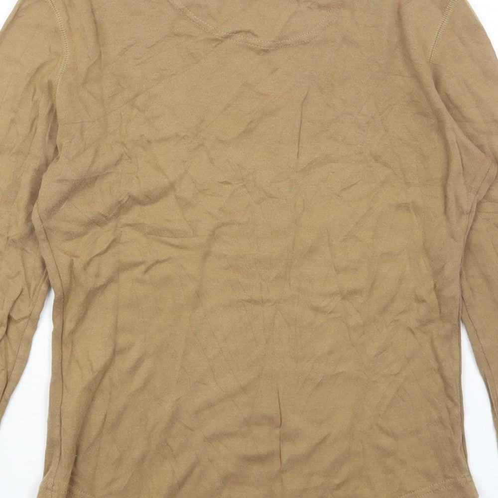 Ted Baker Womens Beige Cotton Basic T-Shirt Size S V-Neck