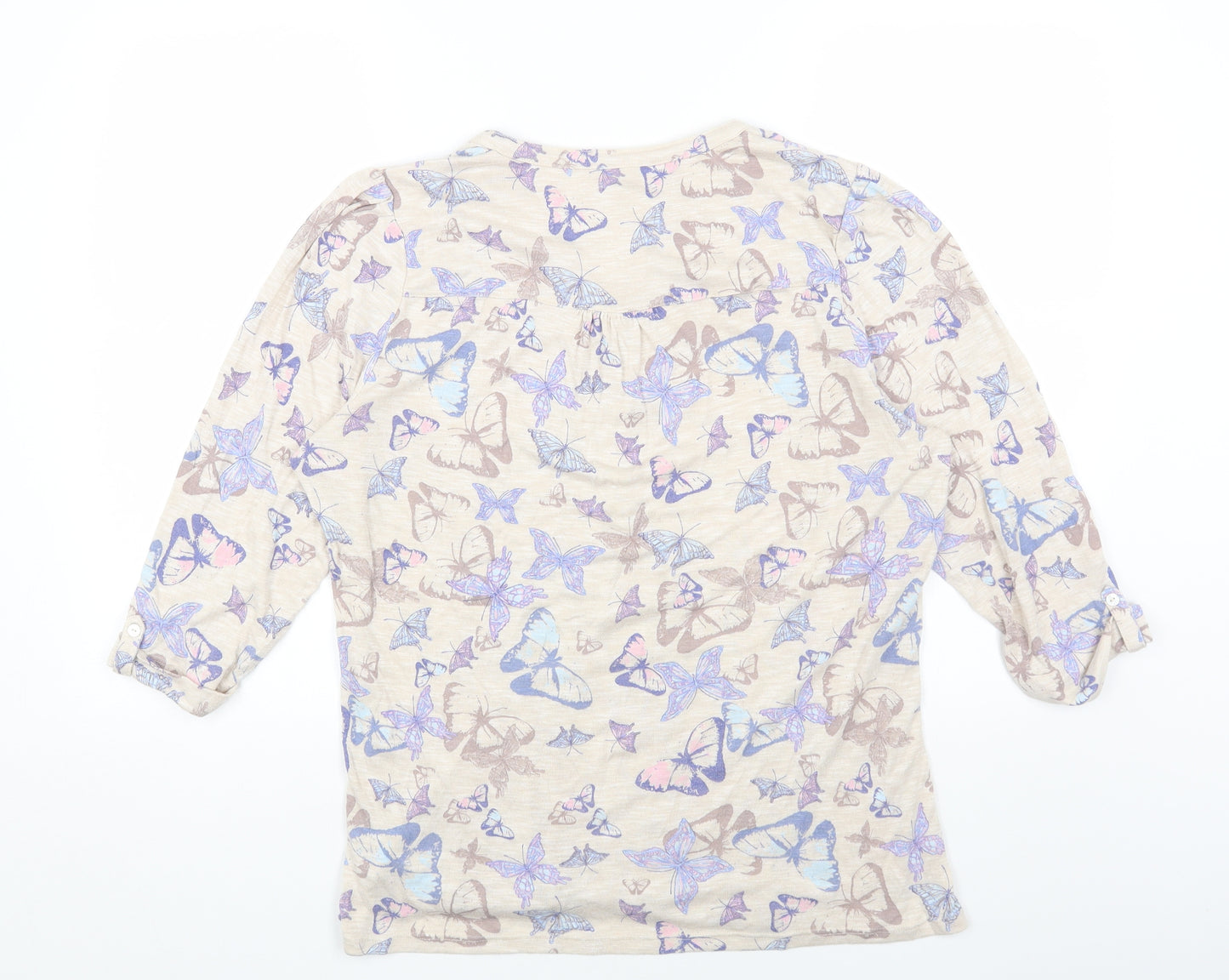 M&Co Womens Beige V-Neck Geometric Polyester Pullover Jumper Size 20 - Butterfly