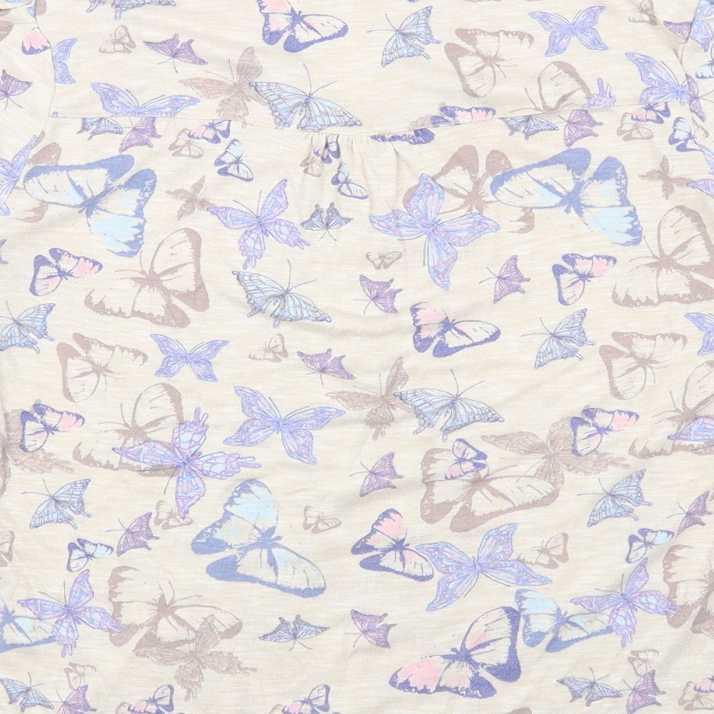 M&Co Womens Beige V-Neck Geometric Polyester Pullover Jumper Size 20 - Butterfly