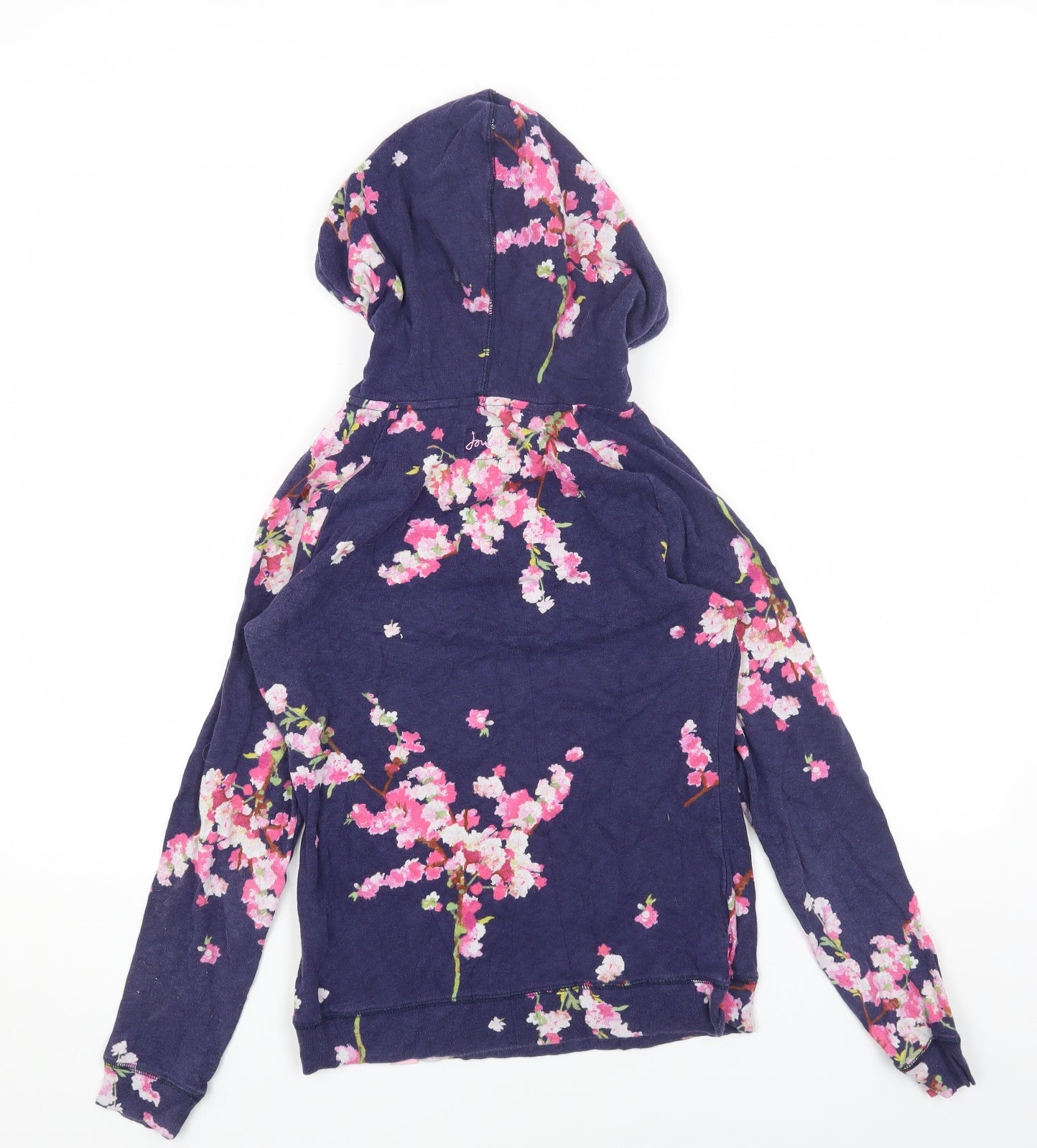 Joules Womens Blue Floral Cotton Pullover Hoodie Size 12 Pullover