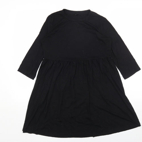 SheIn Womens Black Polyester T-Shirt Dress Size S Round Neck Pullover