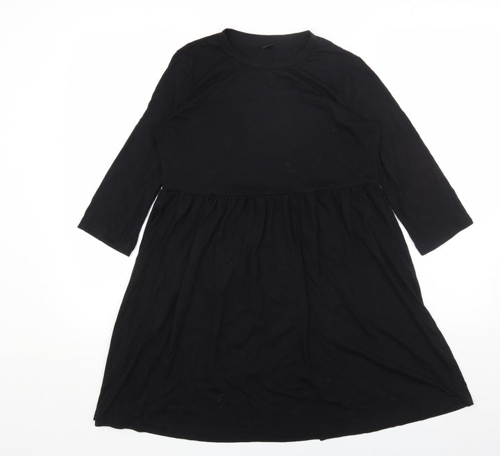 SheIn Womens Black Polyester T-Shirt Dress Size S Round Neck Pullover